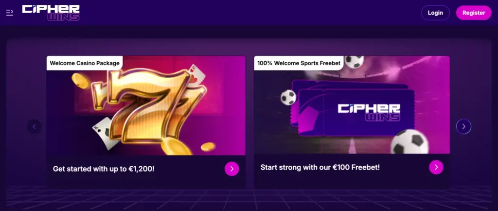 Προσφορές στο Cipherwins Casino – Πακέτο καλωσορίσματος έως 1.200 € και δωρεάν στοίχημα 100 € για αθλητικά